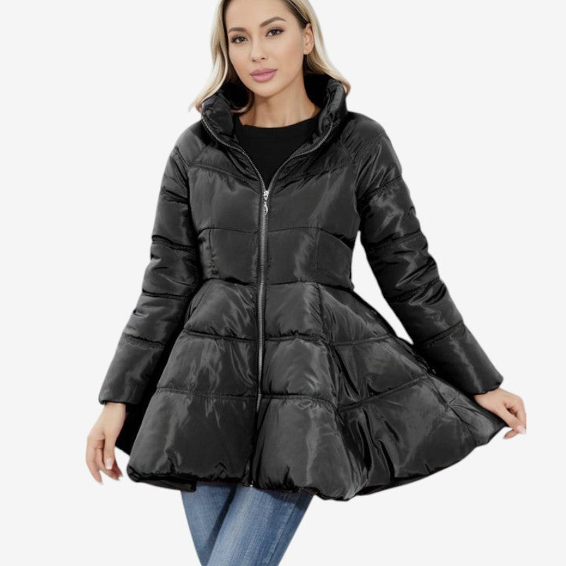 Women's Mid-Length High-Collar Puffer Jacket
