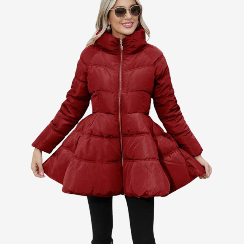Women's Mid-Length High-Collar Puffer Jacket