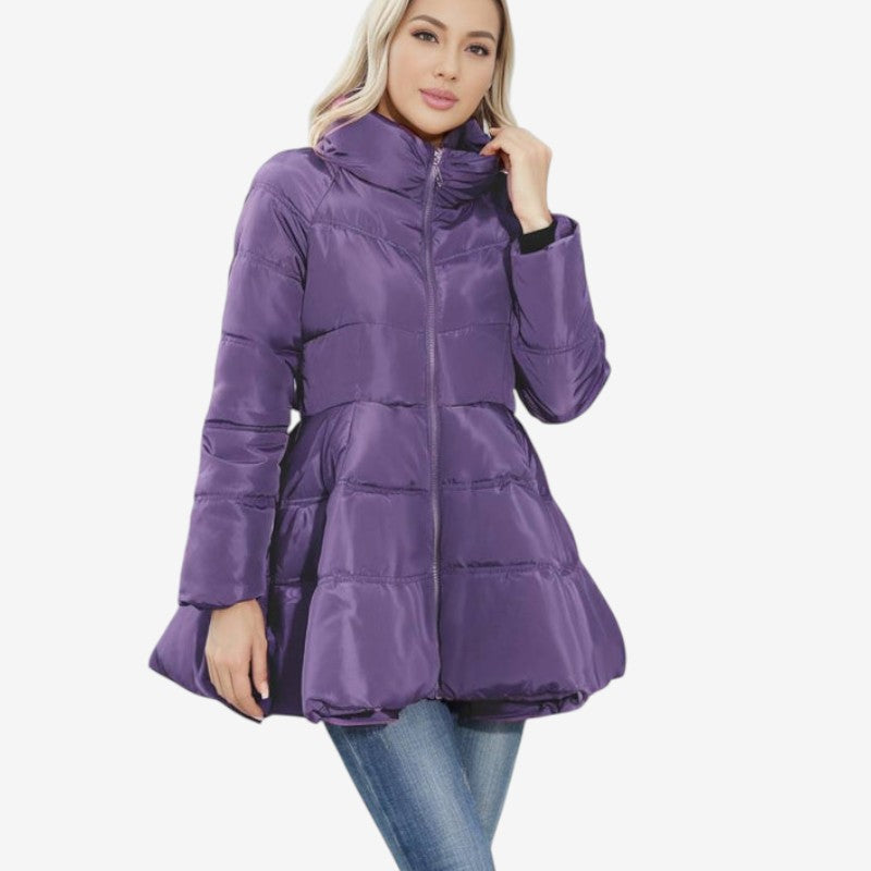 Women's Mid-Length High-Collar Puffer Jacket