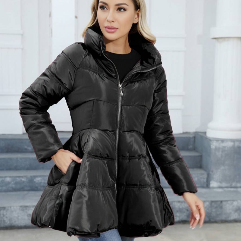 Women's Mid-Length High-Collar Puffer Jacket
