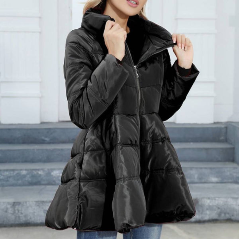 Women's Mid-Length High-Collar Puffer Jacket