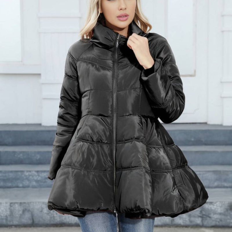 Women's Mid-Length High-Collar Puffer Jacket
