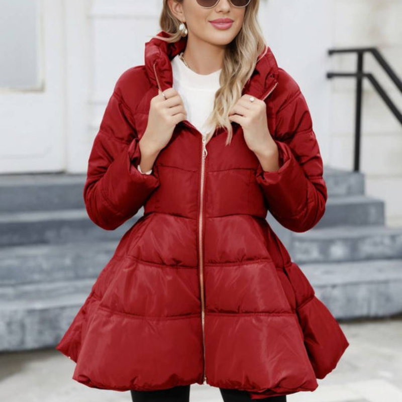 Women's Mid-Length High-Collar Puffer Jacket