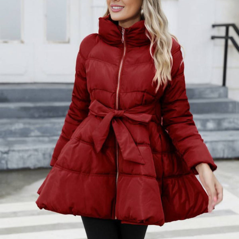 Women's Mid-Length High-Collar Puffer Jacket