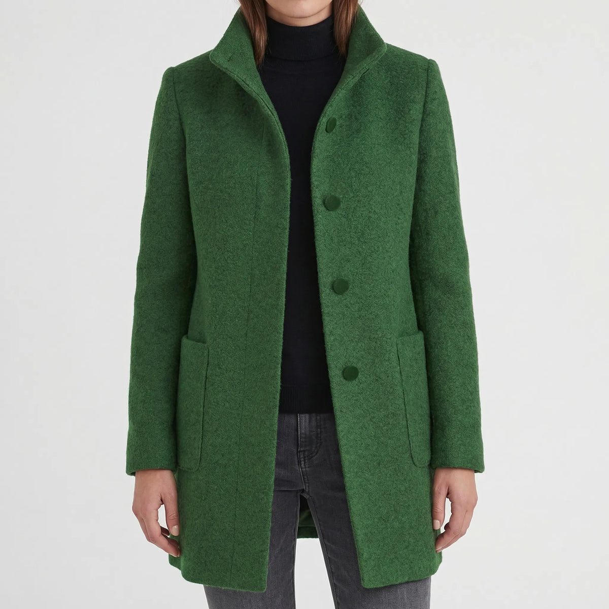 Women's Mid-Length Stand-Up Collar Coat