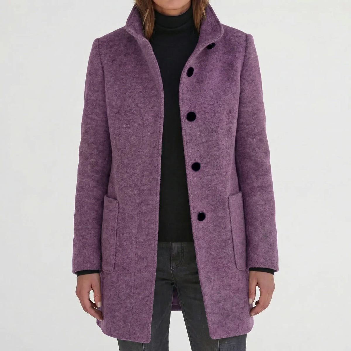 Women's Mid-Length Stand-Up Collar Coat