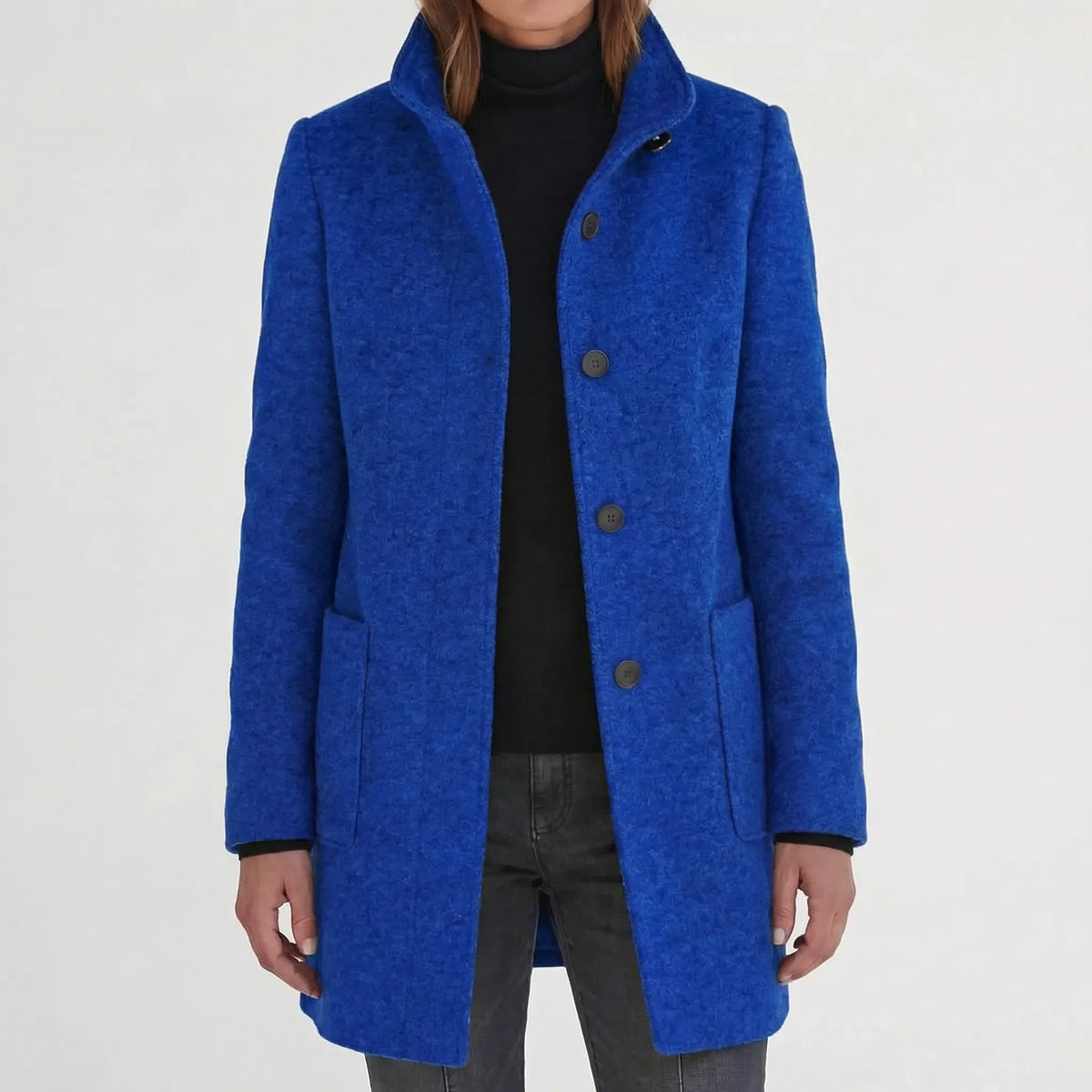 Women's Mid-Length Stand-Up Collar Coat