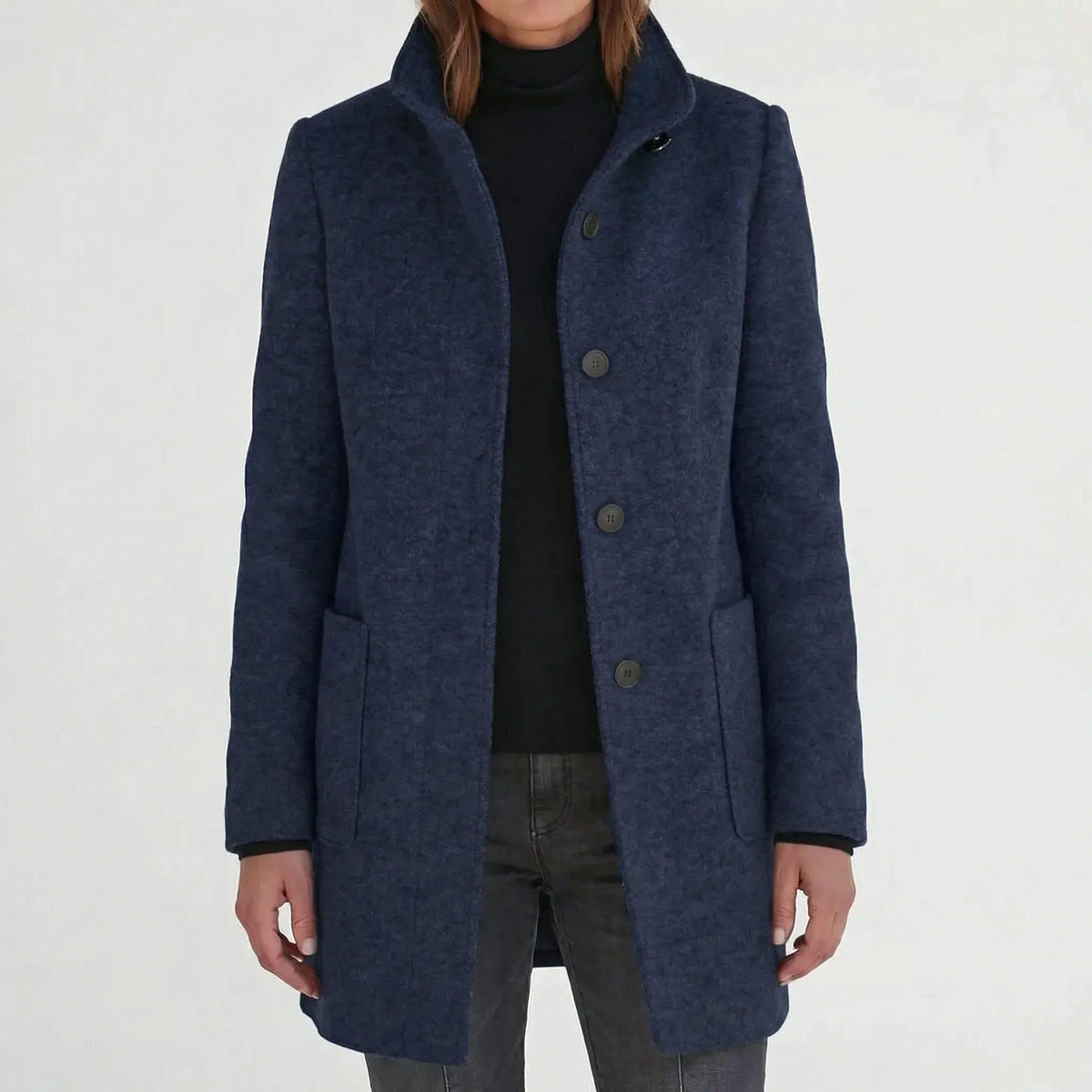 Women's Mid-Length Stand-Up Collar Coat