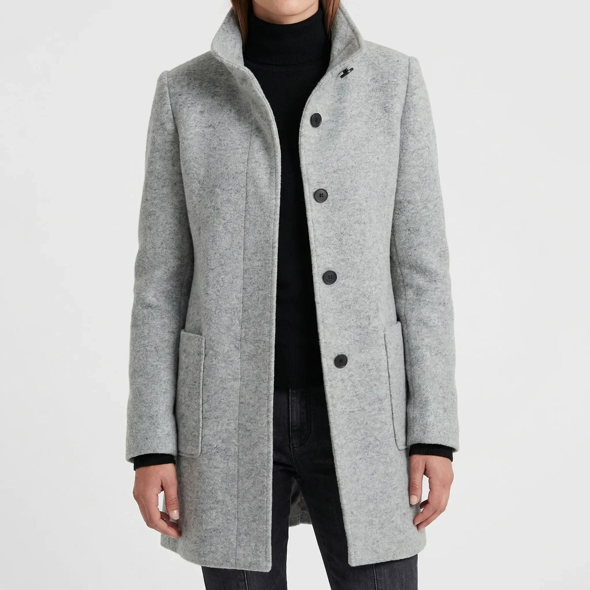 Women's Mid-Length Stand-Up Collar Coat