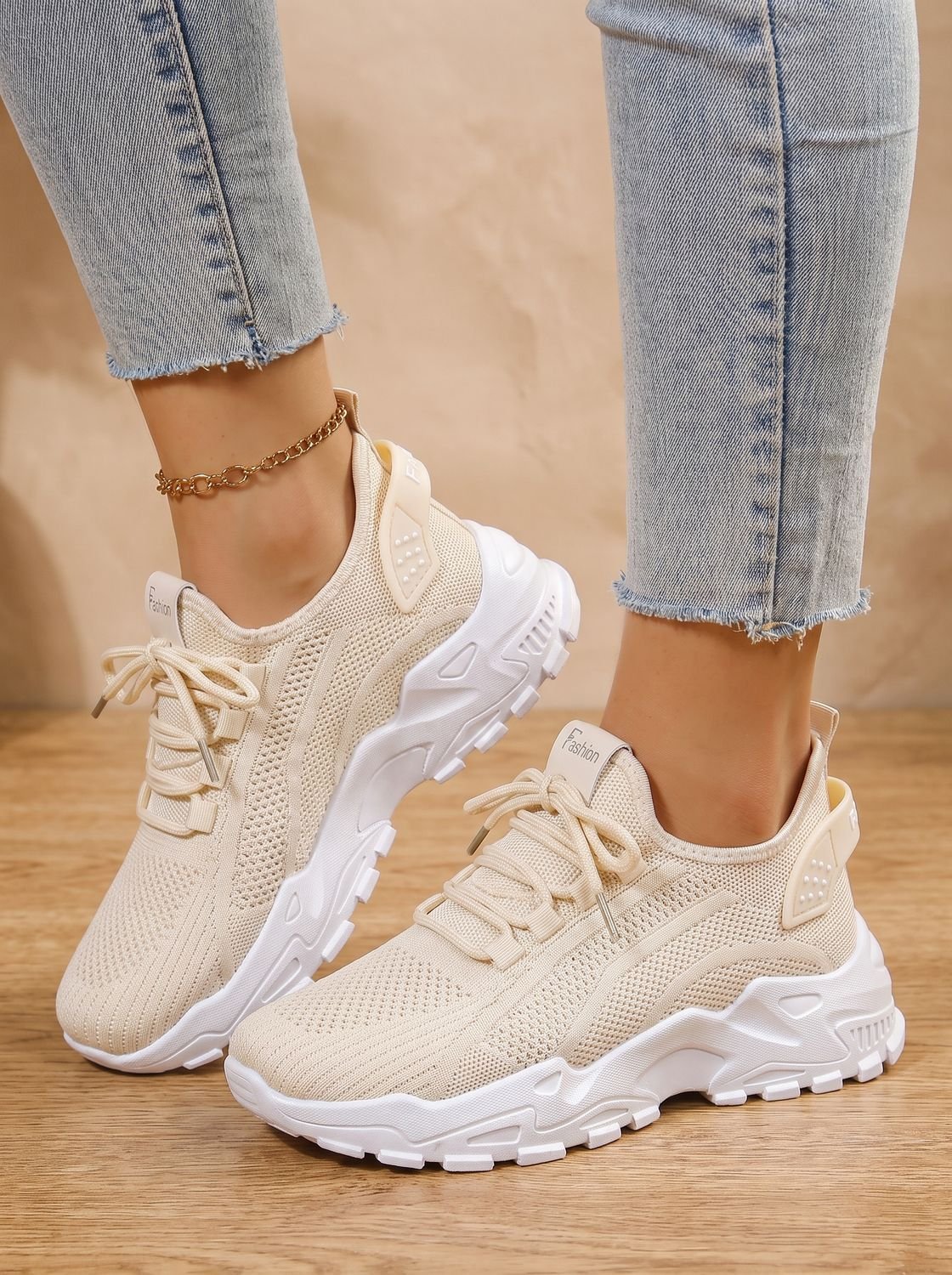 Women's Orthopedic Lace-Up Chunky Sole Mesh Sneakers