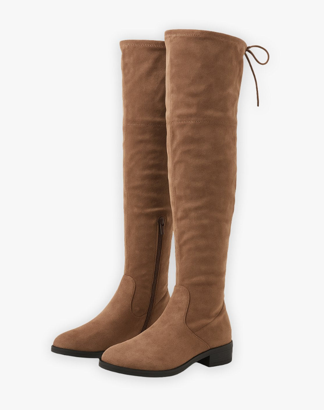 Women's Over-the-Knee Flat Suede Boots with Side Zip