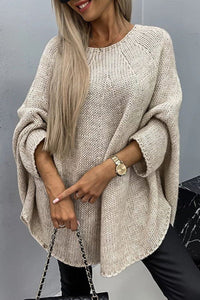Women's Oversized Batwing-Sleeve Crew Neck Knit Sweater