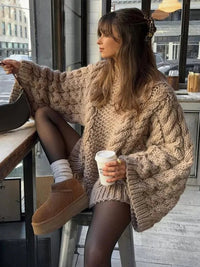 Women's Oversized Chunky Cable-Knit Jumper