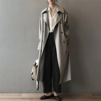 Women's Oversized Double-Breasted Water-Repellent Long Trench Coat
