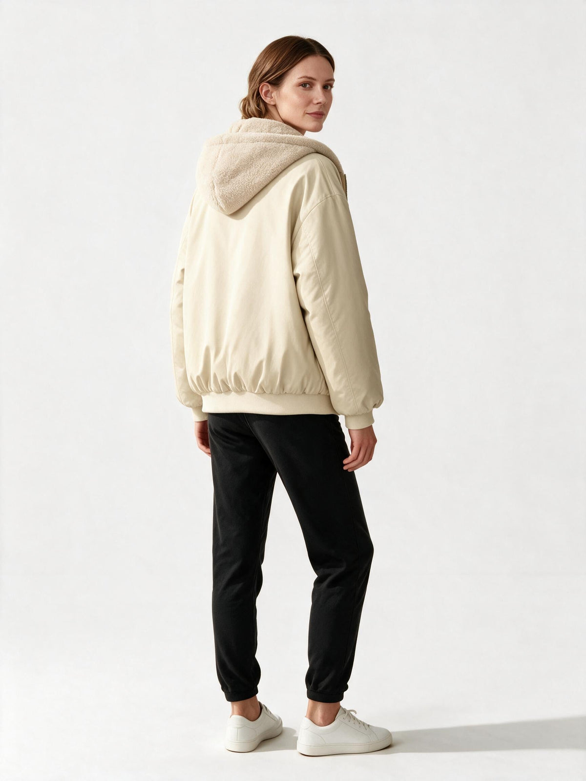 Women's Oversized Hooded Winter Jacket with Teddy Lining