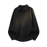 Women's Oversized Knit Polo with Open V-Neck, Raglan Sleeves & Extended Back Hem