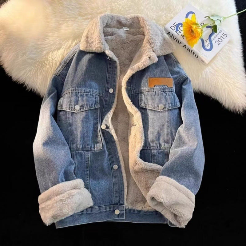 Women's Oversized Teddy-Lined Denim Jacket