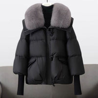 Women's Padded Fur-Collar Puffer Winter Jacket