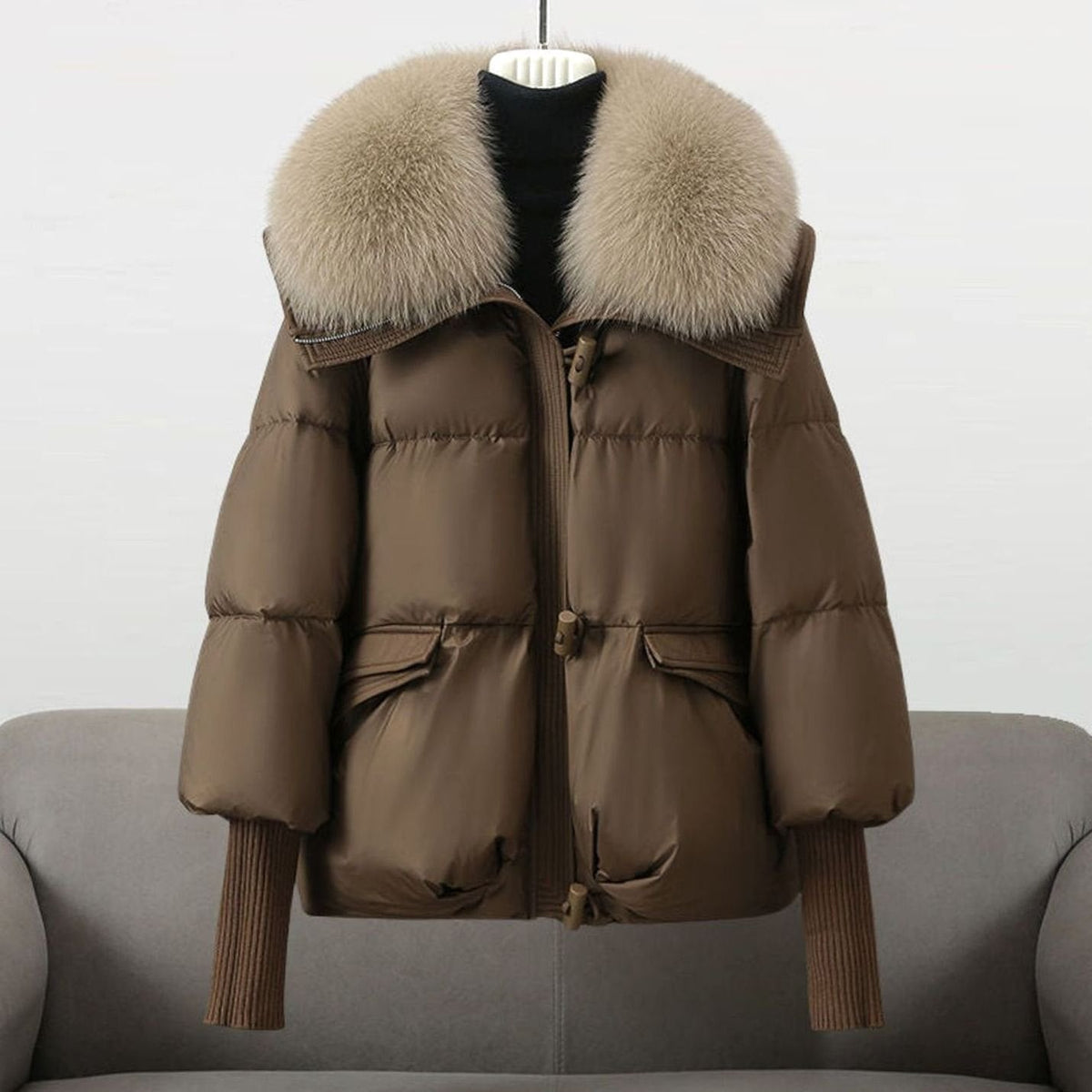 Women's Padded Fur-Collar Puffer Winter Jacket