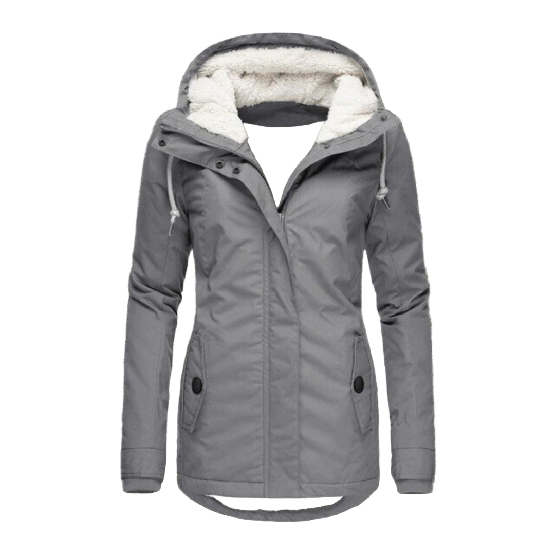 Women's Pleated Coat with Detachable Hood