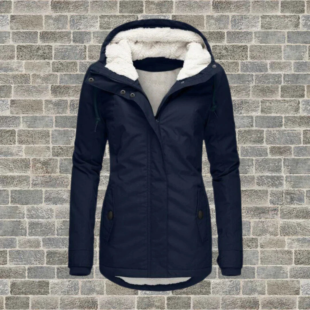 Women's Pleated Coat with Detachable Hood