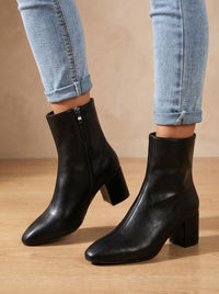 Women's Pointed-Toe Block-Heel Side-Zip Ankle Boots