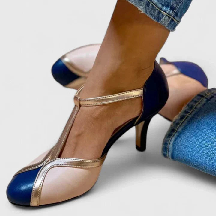 Women's Pointed-Toe Orthopedic Mary Jane Heels with Strap and Buckle Closure