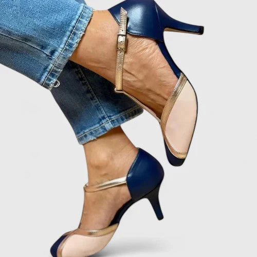 Women's Pointed-Toe Orthopedic Mary Jane Heels with Strap and Buckle Closure