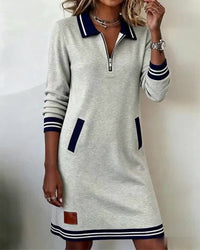 Women's Quarter-Zip Polo Sweatshirt Dress