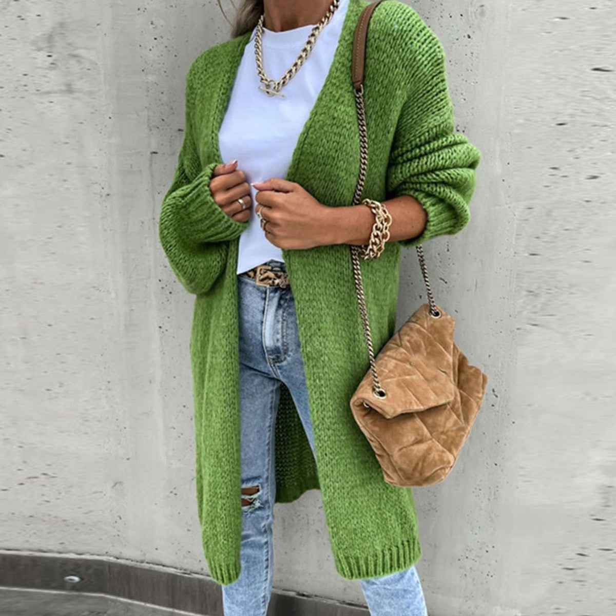 Women's Relaxed-Fit Long Open-Front Cardigan Sweater