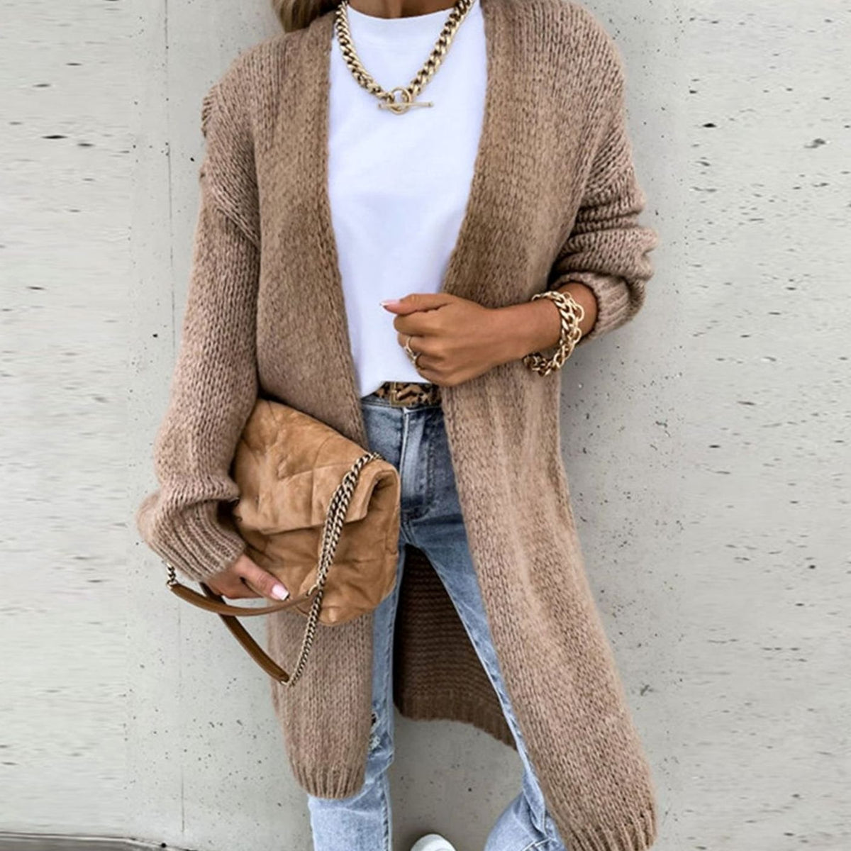 Women's Relaxed-Fit Long Open-Front Cardigan Sweater