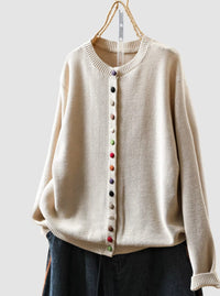 Women's Relaxed-Fit Multicoloured Button-Down Knit Cardigan