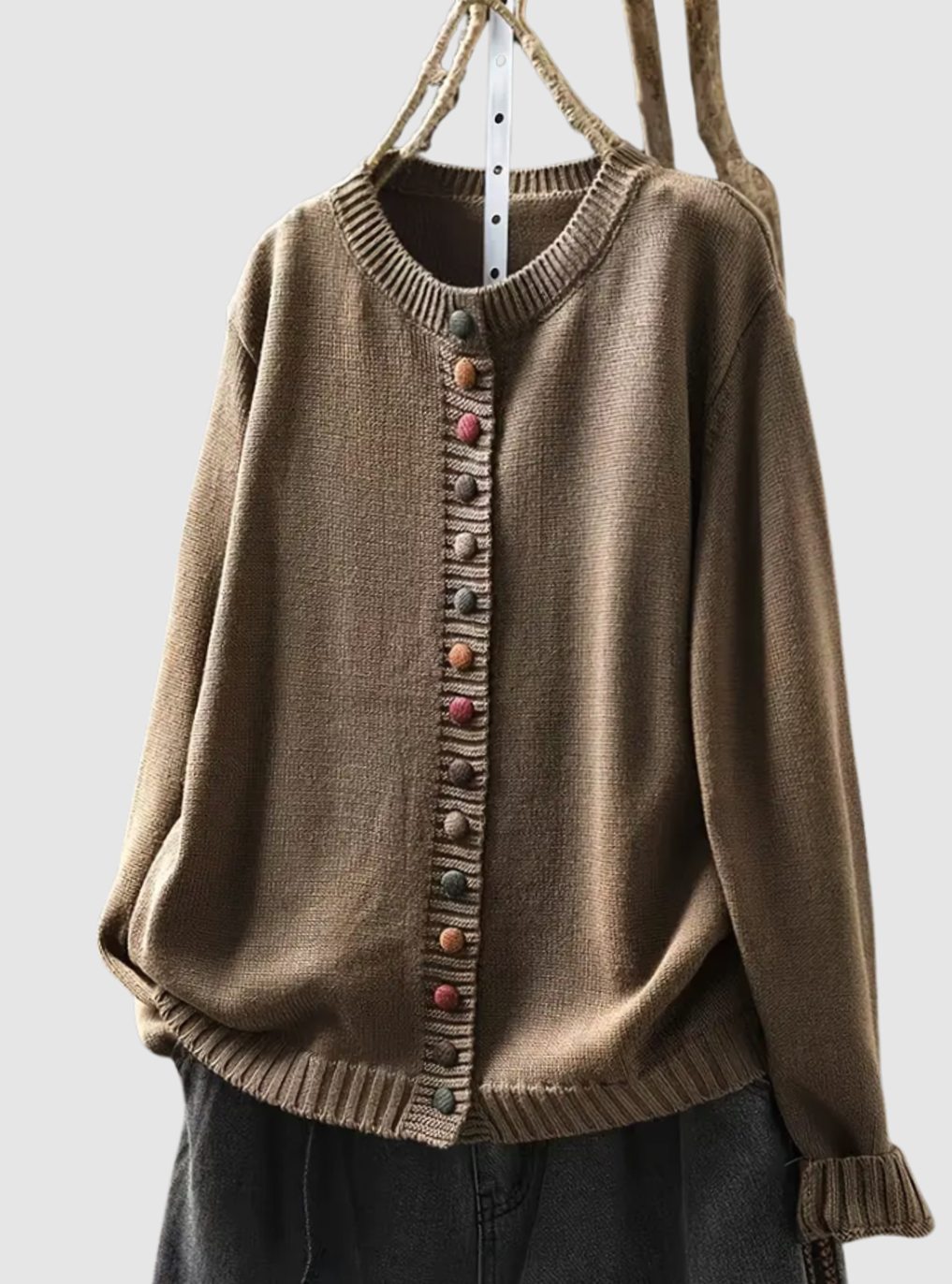 Women's Relaxed-Fit Multicoloured Button-Down Knit Cardigan