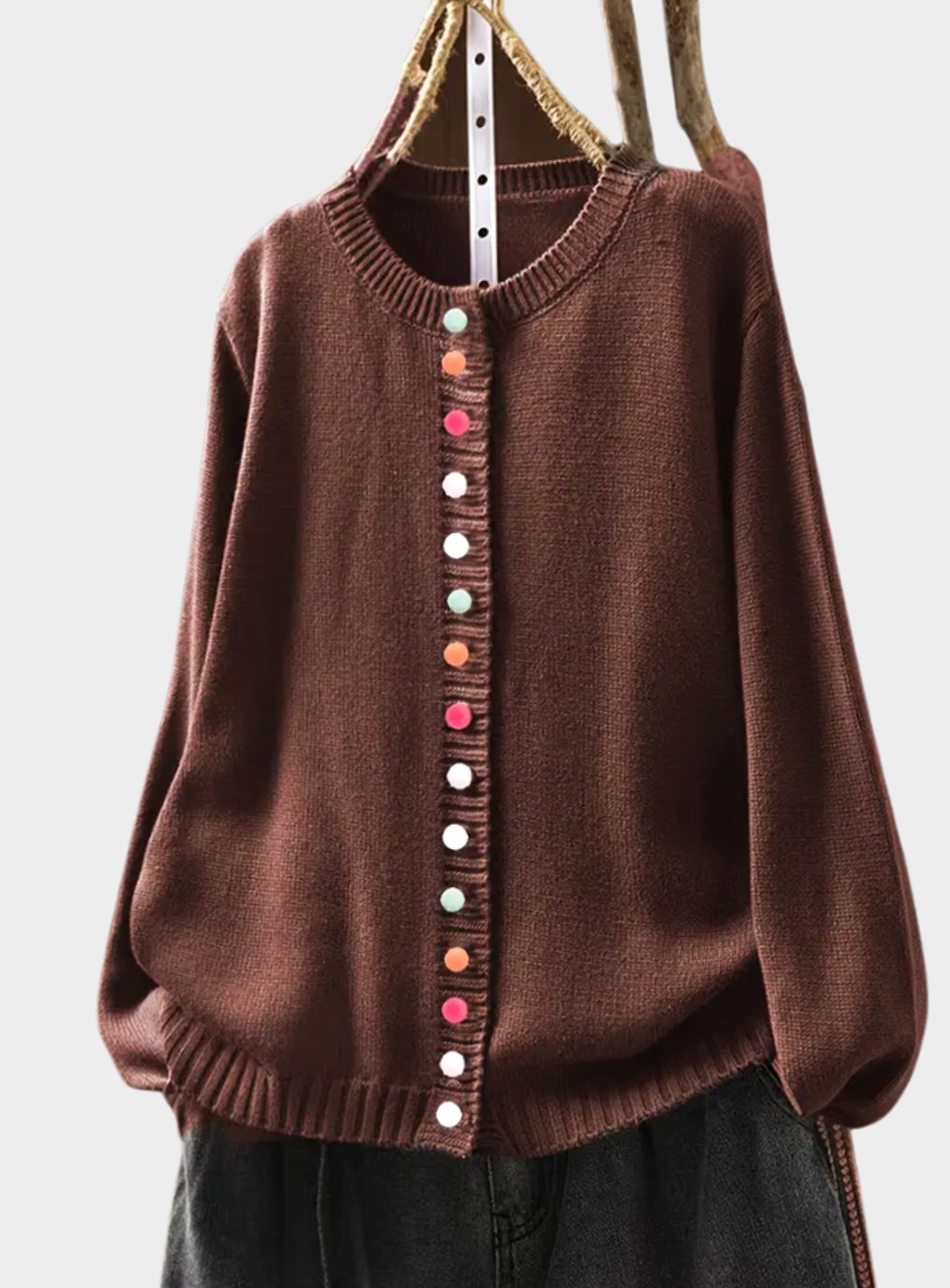 Women's Relaxed-Fit Multicoloured Button-Down Knit Cardigan