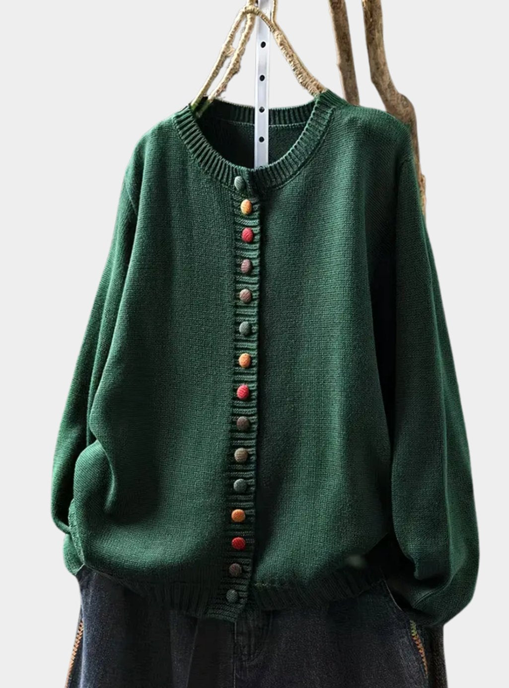 Women's Relaxed-Fit Multicoloured Button-Down Knit Cardigan