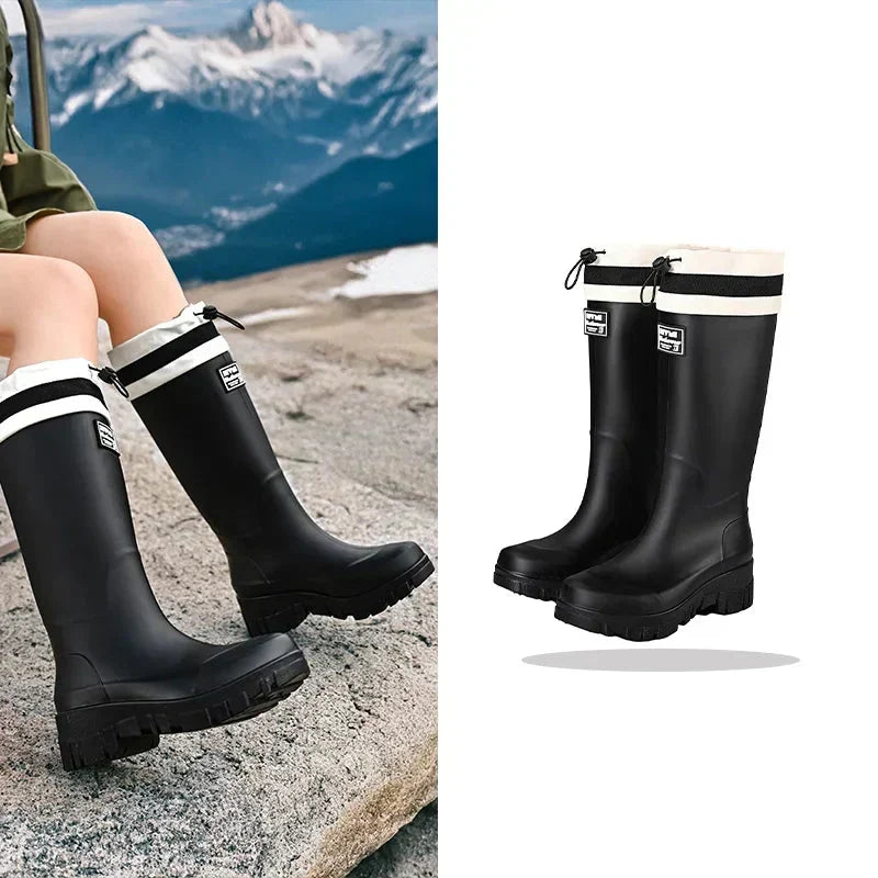 Women's Retro-Look Waterproof Rain Boots with Non-Slip Sole