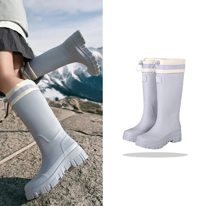 Women's Retro-Look Waterproof Rain Boots with Non-Slip Sole