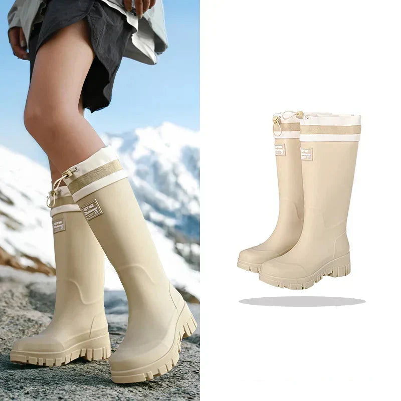 Women's Retro-Look Waterproof Rain Boots with Non-Slip Sole