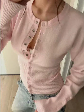 Women's Rib-Knit Cardigan | Fitted Button-Up Knit Sweater | Soft Long-Sleeve Cardigan for Casual Everyday & Office Wear