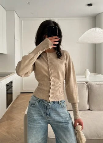 Women's Rib-Knit Cardigan | Fitted Button-Up Knit Sweater | Soft Long-Sleeve Cardigan for Casual Everyday & Office Wear