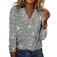 Women's Shiny V-Neck Sweater