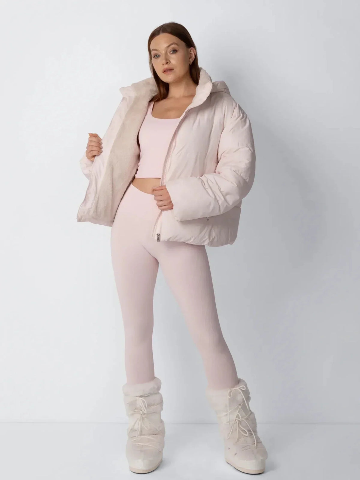 Women's Short Puffer Jacket with Detachable Hood - Warm Quilted Winter Jacket with Soft Faux Fur Lining & Zip Closure