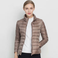 Women's Slim-Fit Lightweight Stand Collar Puffer Winter Coat