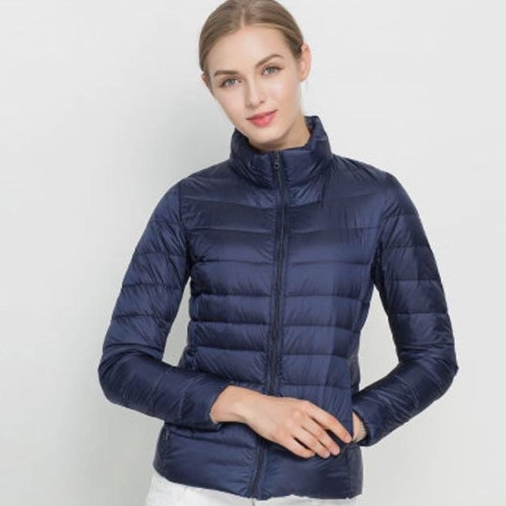 Women's Slim-Fit Lightweight Stand Collar Puffer Winter Coat