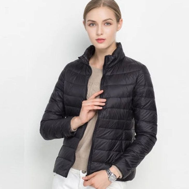 Women's Slim-Fit Lightweight Stand Collar Puffer Winter Coat