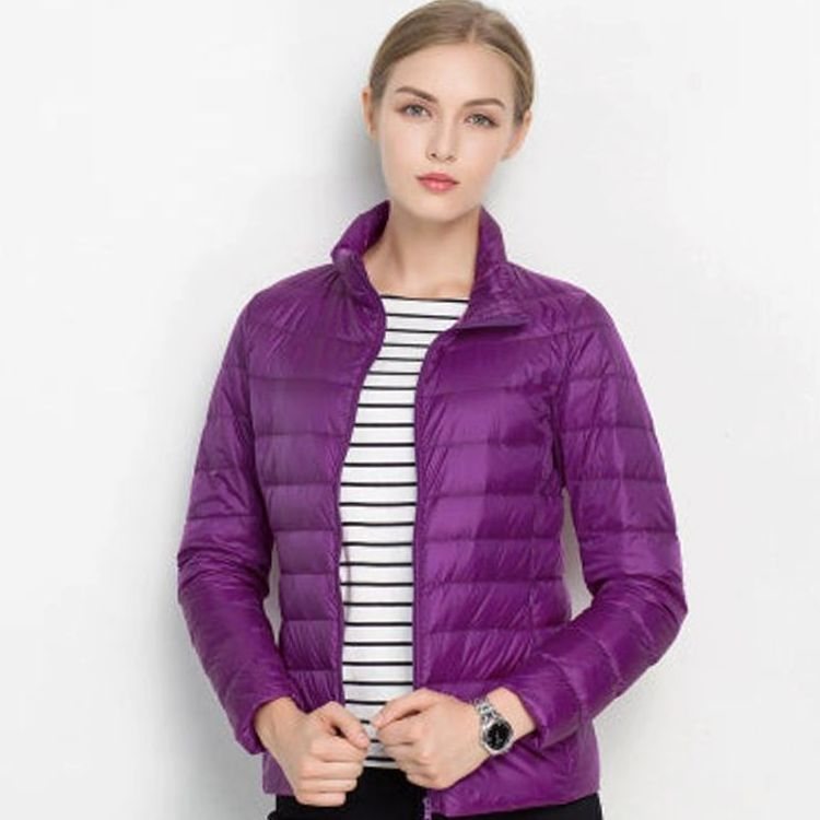 Women's Slim-Fit Lightweight Stand Collar Puffer Winter Coat