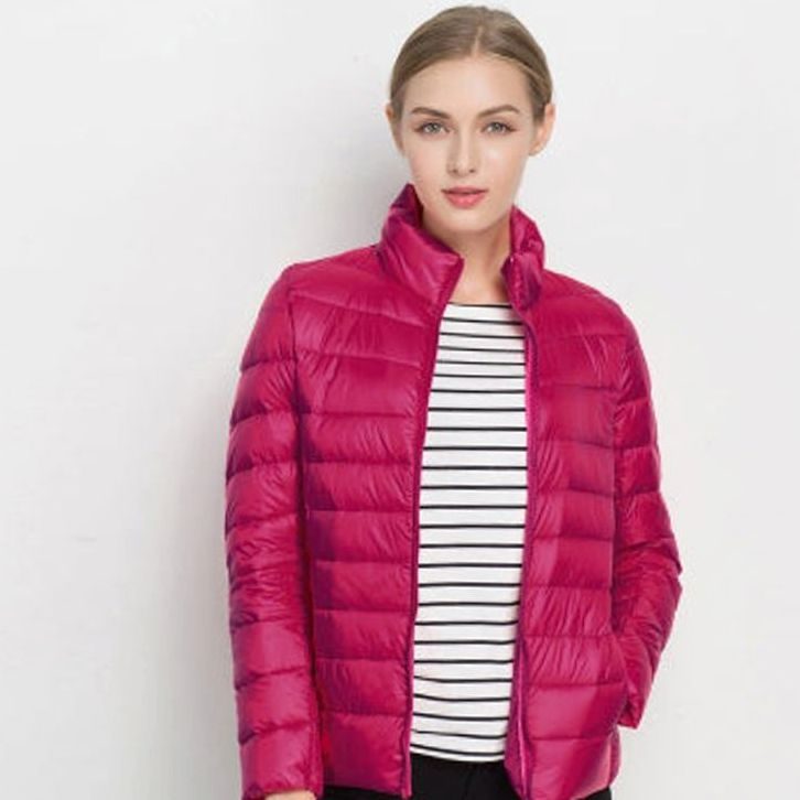 Women's Slim-Fit Lightweight Stand Collar Puffer Winter Coat
