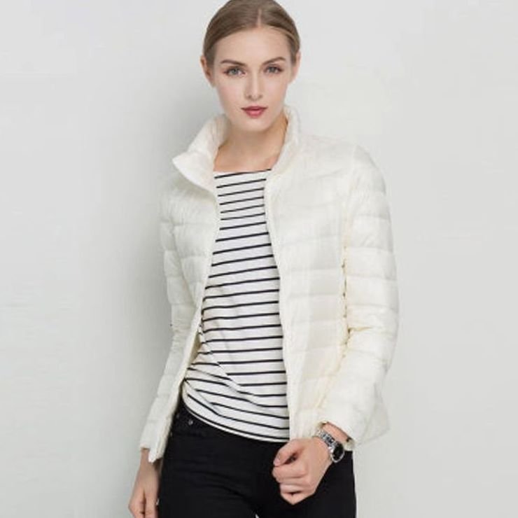 Women's Slim-Fit Lightweight Stand Collar Puffer Winter Coat