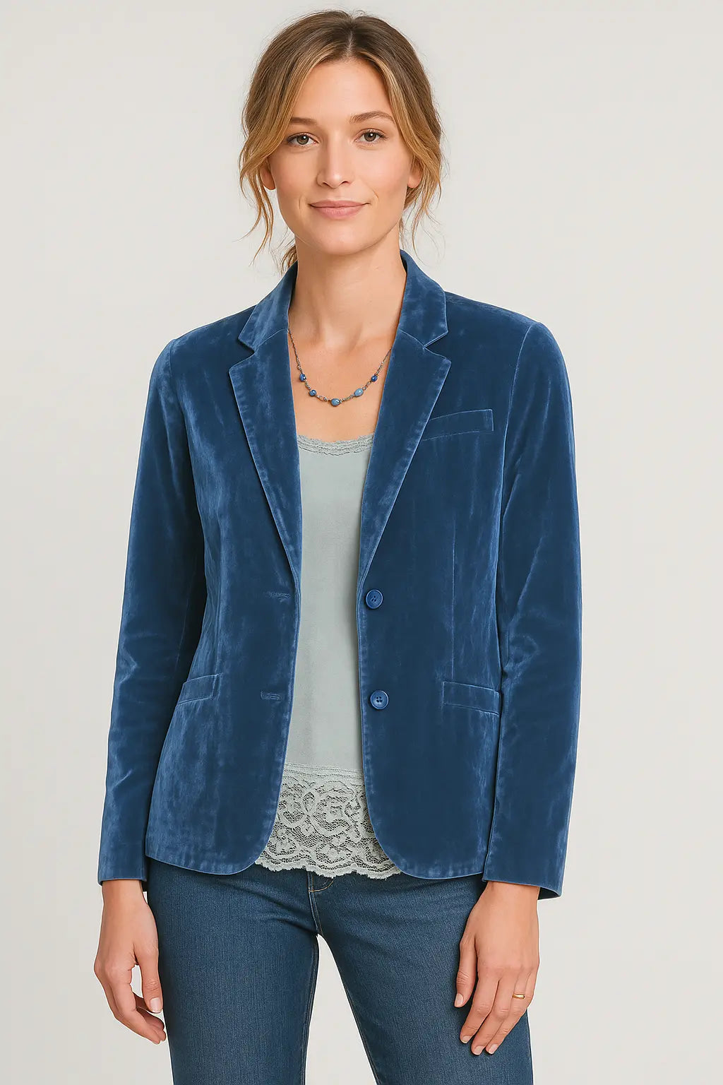 Women's Slim-Fit Velvet Blazer with Lapels