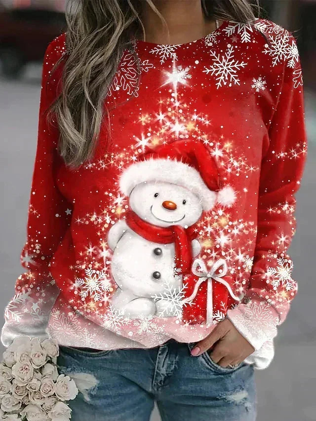 Women's Sparkling Christmas Tree Sweatshirt - Relaxed Crew Neck Pullover